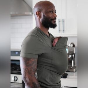 LALABU The Dad Shirt V-Neck Short Sleeve Men's Size Large Fern Green